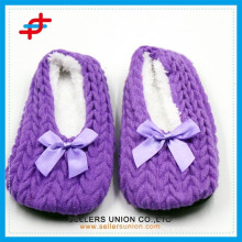 Fashion Heel Knitted Upper Indoor Slipper for Women and Girls